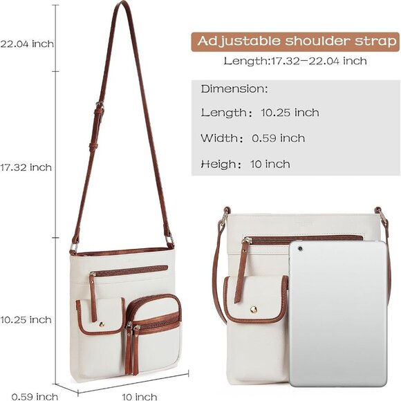 Crossbody Purses for Women Medium PU Leather Shoulder Bag with Multi Pocket for - Picture 4 of 6